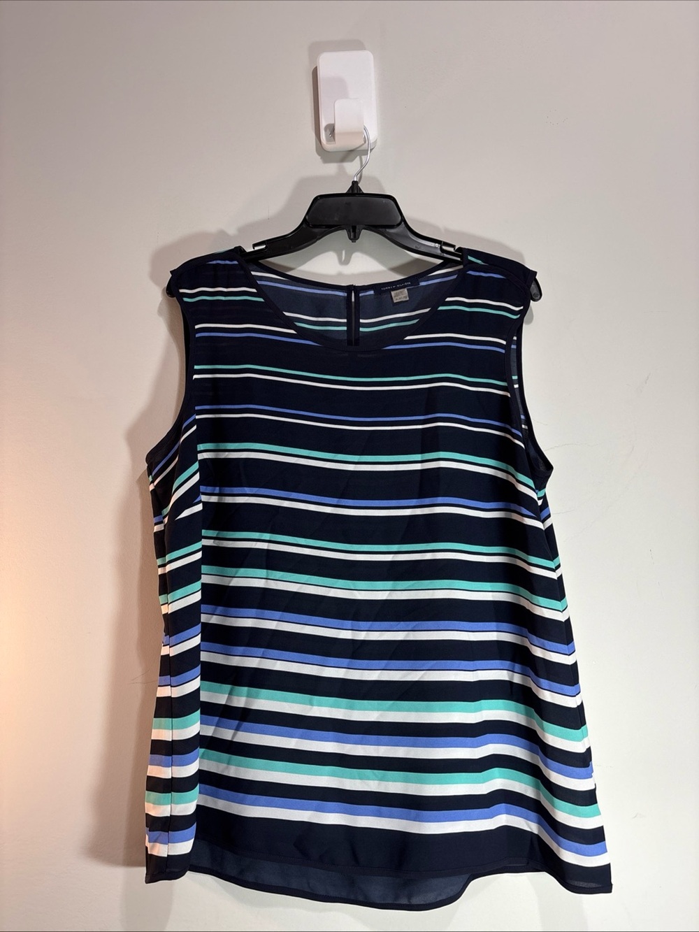 Tommy Hilfiger Sleeveless Navy Striped Women's Top - Blue & Aqua 1319